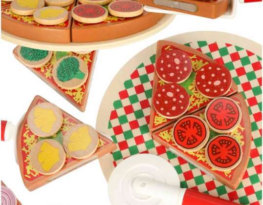 Ensemble de jeu en bois à pizza avec accessoires 20cm