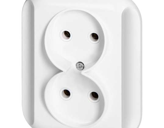 Divdubultā kontaktligzda p/t 2x2p 16A. 250V. TOPAZ. balta