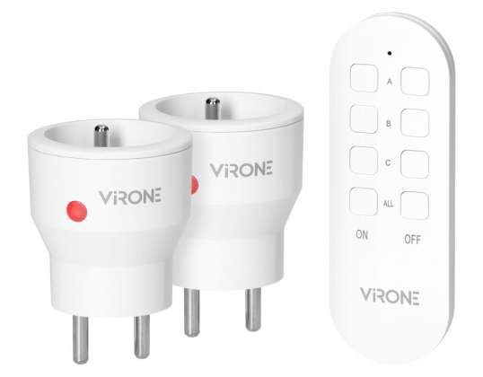 Set of wireless MINI sockets. controlled by remote 2+1. 2300W