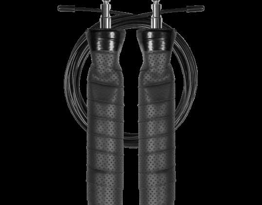 Corde à sauter de boxe avec poignée en caoutchouc d’une charge de 2x100g et un roulement en métal réglable de 300cm REBEL ACTIVE