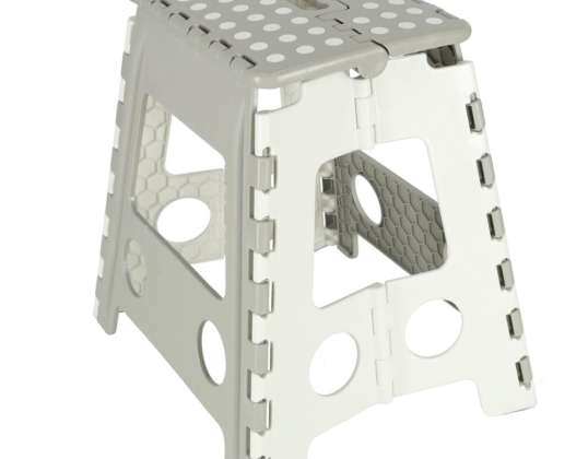 Taburete plegable antideslizante alto 39cm gris claro