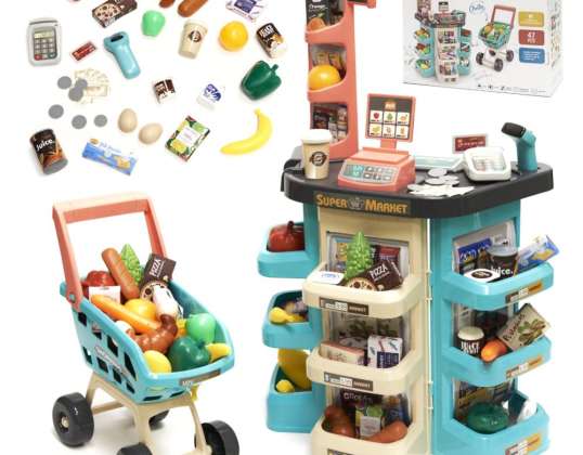 Carro de caja registradora de tienda de supermercado menta