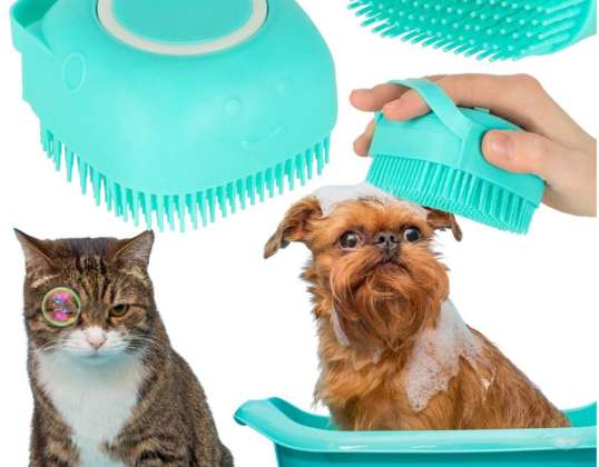 Silicone brush cleaner for washing dogs cats with dispenser mint