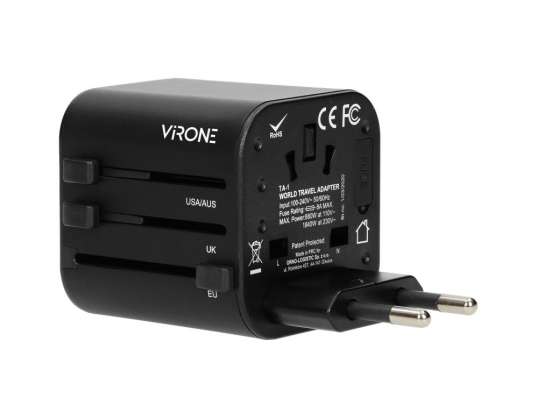 GOworld universālais ceļojuma adapters vairāk nekā 200 pasaules valstīm. 100-240V. 8A