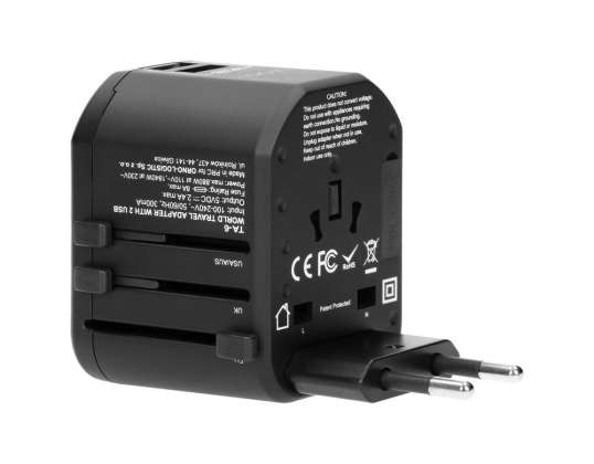 Adaptateur de voyage pour prises Go World USA/UK/EURO/AUS USB 5V.2.4A