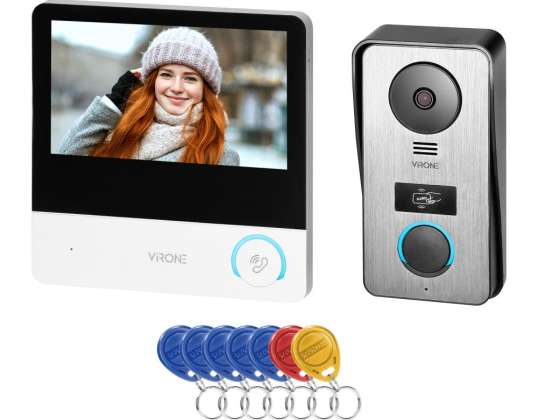 CETI Full HD. vienos šeimos vaizdo domofono rinkinys. 4 laidai. 7&quot;. liečiamas ekranas. Full HD. RFID