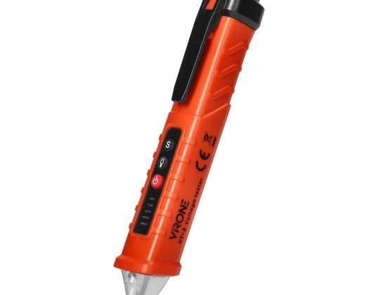 Inductive voltage tester with flashlight. 12 1000V AC/DC. orange
