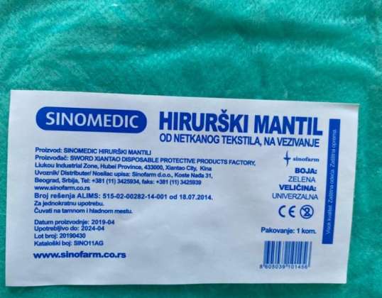 Ochranné pláště SINOMEDIC (netkané) Pro technické, pracovní, čisticí, zdravotní a bezpečnostní aplikace