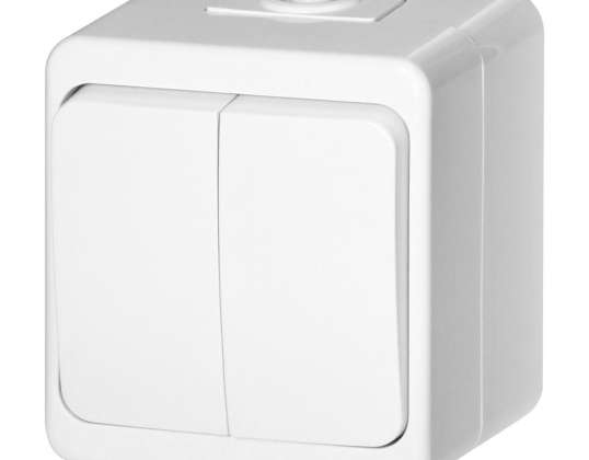 Dubultais slēdzis n/t 10A. 250V. lampa IP44. SMART. balts