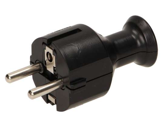 Eenvoudige stekker 2P met Schuko. zwart