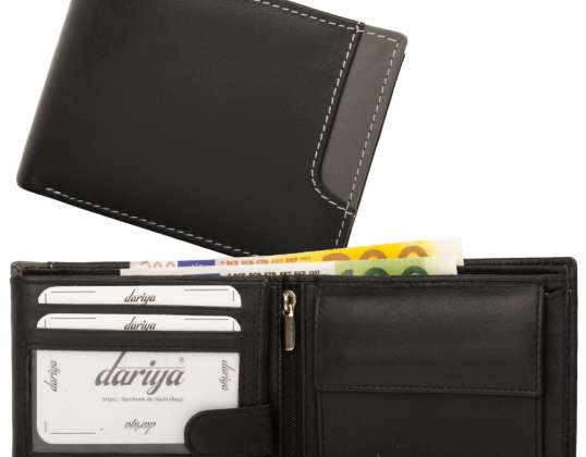 Geldbörse Innenriegel Nappa-Leder Scheintasche schwarz/grey