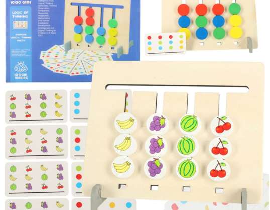 Educational wooden toy match the colors of the montessori fruits