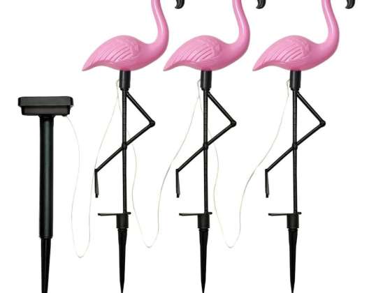 ZD50K Lampe solaire flamant rose grande 3 pièces