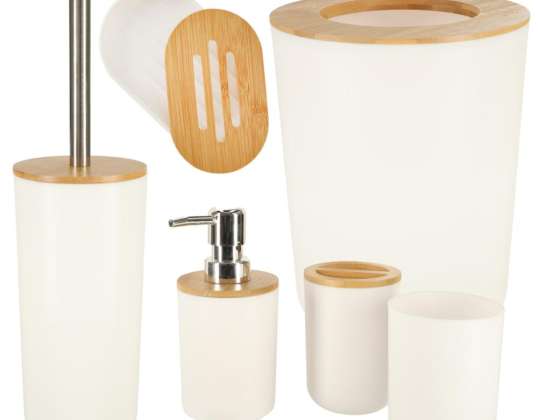 Set dozatora četkica za kupaonicu set od 6 komada bijele boje