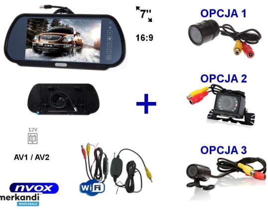 Komplet 7-palčni LCD monitor v vzvratnem ogledalu 12v 24v avto kamera za vzvratno vožnjo in brezžični wifi modul