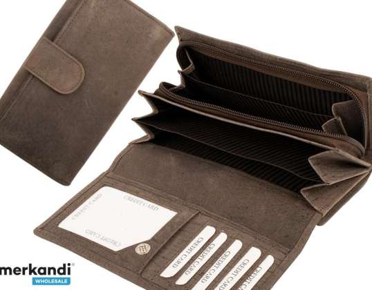 RFID Protection - Große Hunterleder Damenbörse, 20 Kartenfächer
