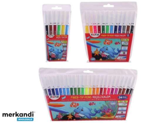 Für Grosshandel 6er-Set Fasermaler in transparenter PVC-Hülle