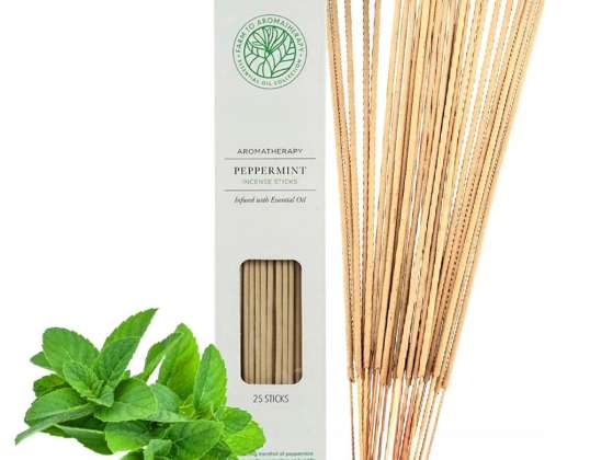 PAUS DE INCENSO HORTELÃ PERFUMADO INCENSO 25 PCS VARA NATURAL PAUS DE INCENSO