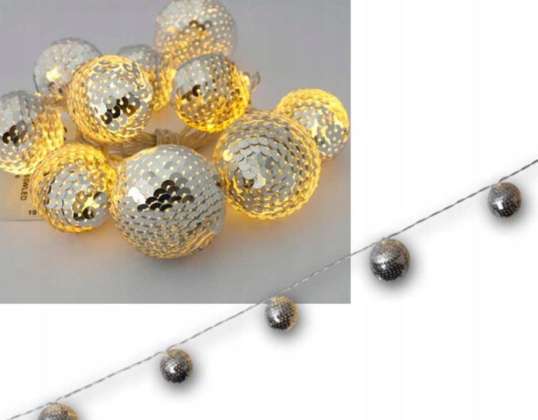 LED LEUCHTENDE KUGELN WEIHNACHTSBAUM GIRLANDE LICHTER FARBEN GIRLANDE SILBER DEKORATIVE KETTE LEUCHTENDE KUGELN