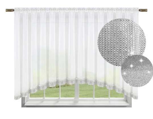 FERTIGER VORHANG 150x300 VOILE SCHLEIFE STRASS VORHÄNGE VORHANG L223 MIT PAILLETTEN 150 X 300