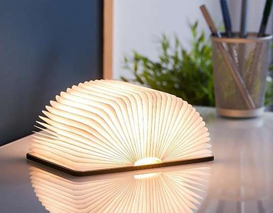 Lampara Libro Plegable de Madera Lampara Mesilla de Noche Ideal Decoración Casa y Habitación Regalo Original