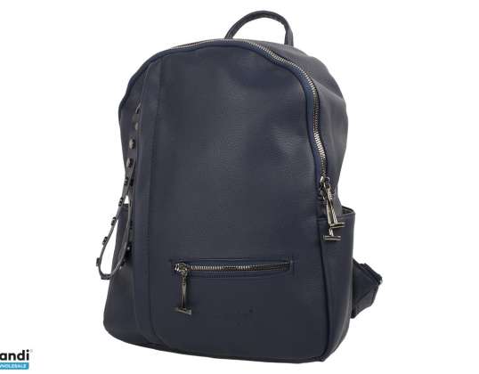 Noble Sac à dos de loisirs unisexe avec fermetures éclair en métal Bleu foncé