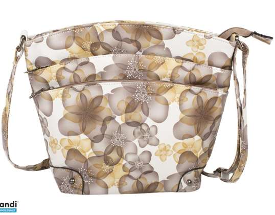 Sac à bandoulière dariya® avec 3 compartiments principaux rehaussés d’un imprimé fleuri jaune - Lavable - PU