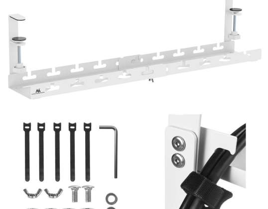 Organizér kabelů pod stolem Maclean. Max. zatížení 5kg. Max. 728 mm. bílá. MC 103 W