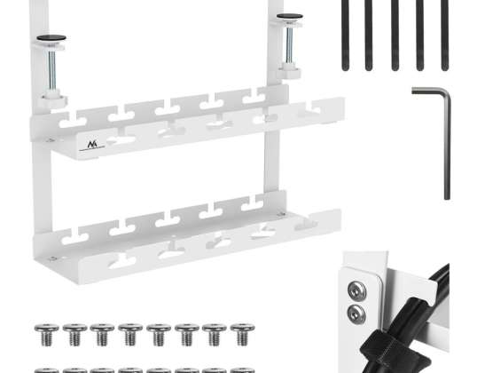 Maclean Kabel-Organizer unter dem Schreibtisch. Max. Last 5kg. 2 Ebenen. weiß. MC 104 W