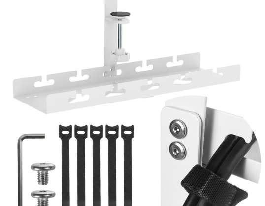 Maclean under-desk cable organizer. Max. load 5kg. white. MC 105 W