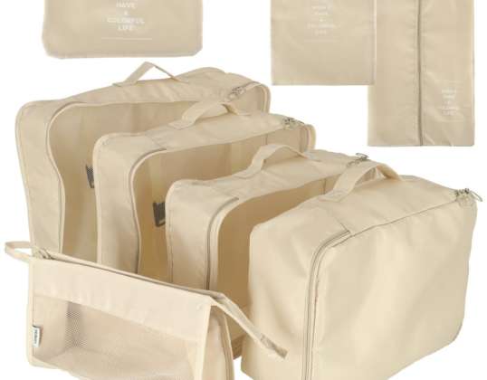 Mala Organizadores Travel set 8 Pcs Roupas Acessórios de Armazenamento Sacos Impermeável Cosmetic Bag Shoe Bag bege