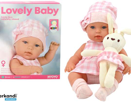 Poupée bébé dans un Carrier Bunny Plaid Outfit Rose