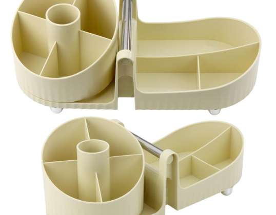Organizer for cosmetics office accessories handle beige