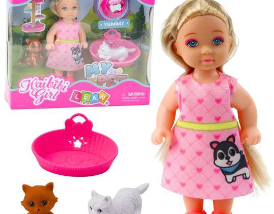 Spielfiguren-Set mit Hunde- und Kätzchenbett Futternapf
