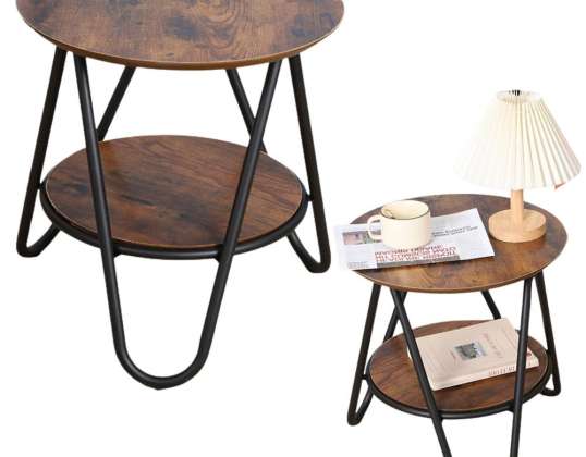 Runder Couchtisch mit zusätzlicher Ablage Industrial Vintage 40x42cm