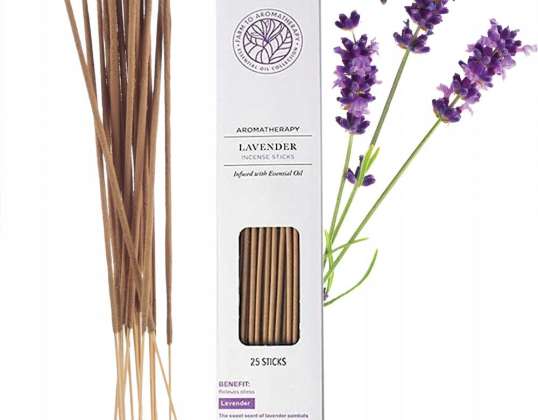 BÂTONNETS D’ENCENS ENCENS PARFUMÉ À LA LAVANDE 25 PCS BÂTONNETS D’ENCENS NATURELS