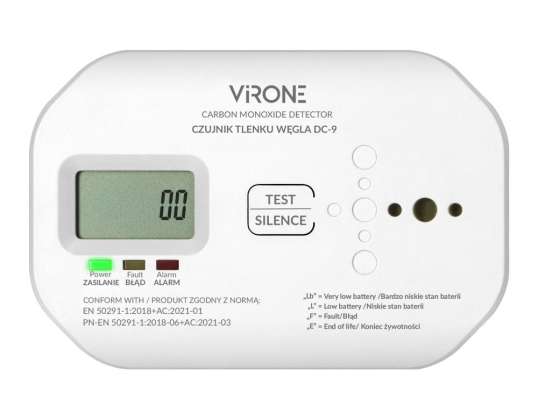DC 9 Battery Carbon Monoxide Detector . 2xAA. sensor lifespan 10 years