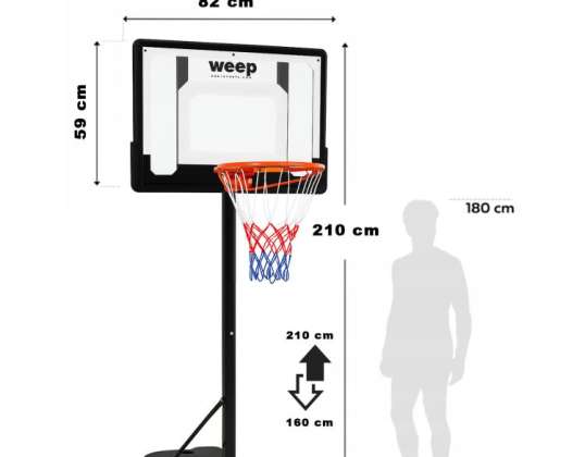 Zestaw do koszykówki kosz WEEP M0182 regulowany do 210cm mobilny stabilny