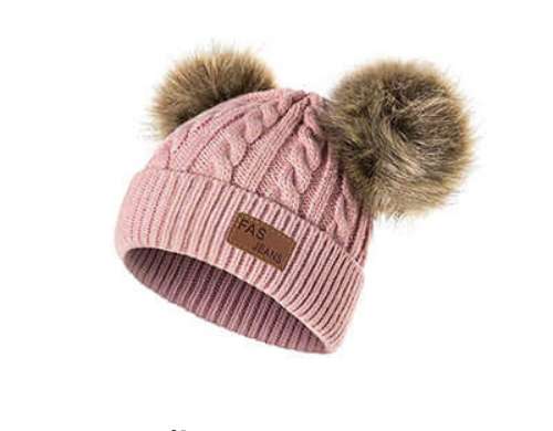 Gyerekek&amp;#039; Téli kalap FluffyChic (sötét-rózsaszín) ~ puffadt | Bolyhos kötött sapka | Kisgyermek téli sapka