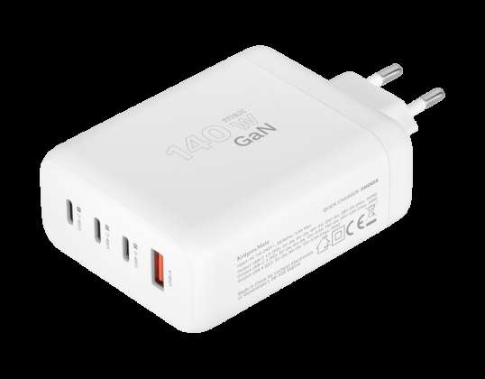 Kruger&Matz 140W GaN-wandlader met Quick Charge en Power Delivery