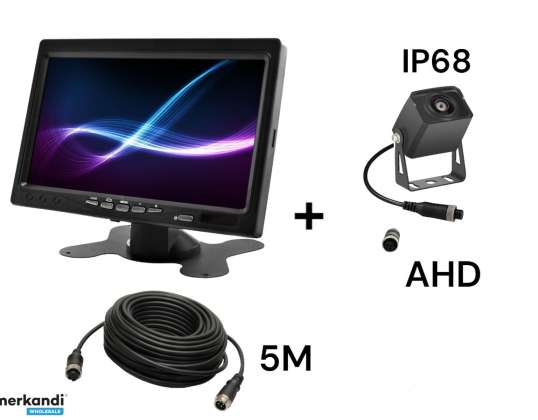 Auto lcd monitor 7 inch 12/24v kabel 10m en achteruitrijcamera 4pin ahd set