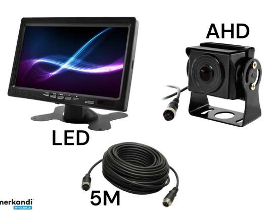 Auto lcd monitor 7 inch 12/24v kabel 10m en achteruitrijcamera 4pin ahd set