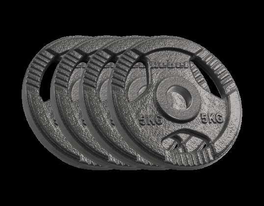 LEC RBA 2143 05 Olympic Cast Iron Weight Set 4x5kg. 51mm hole. plate with handles. REBEL ACTIVE
