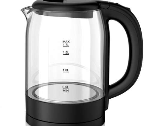 Oliver Voltz OV51230X,Electric kettle, 2200W, 1,7 l, High quality glass body, Black