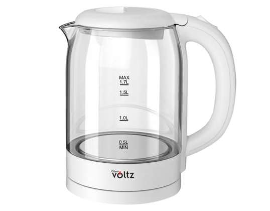 Oliver Voltz OV51230X,Electric kettle, 2200W, 1,7 l, High quality glass body, White