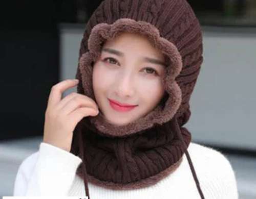 Chapeau d’hiver cagoule Igloo (marron) ~ balha | Chapeau d’hiver | Couvre-chef chaud pour l’hiver