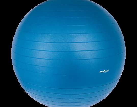 Rehabilitační gymnastický míč 75 cm s ruční pumpou. modrá barva. REBEL ACTIVE