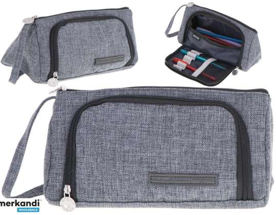 Schule Federmäppchen Doppelbeutel Kosmetiktasche grau