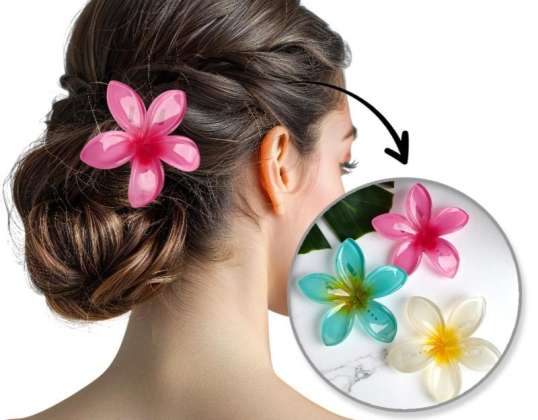 Grampo de cabelo XL CLIPS flor rosa ombre 6 cm SP403