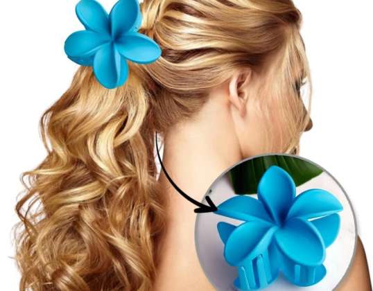 Cierre de pinza para el pelo XL flor OMBRE azul mate 7,5 x 8cm SP401